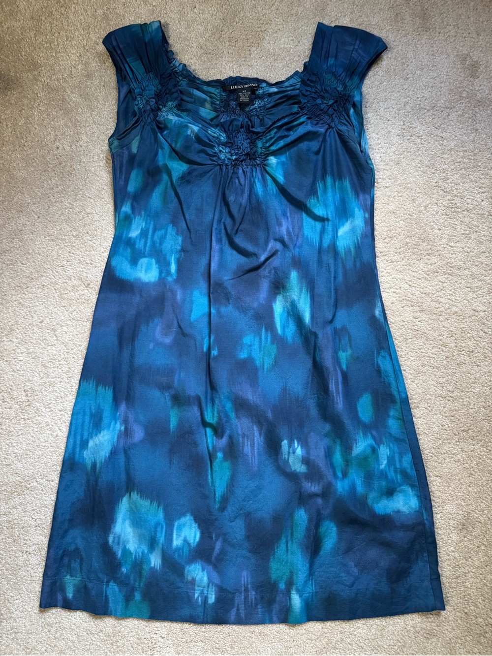 Lucky Brand Blue Teal Tie-Dye Dress